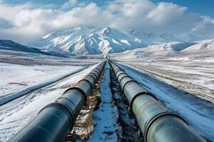 Scenic Alaska landscape with oil pipelines symbolizing the resource base of the Alaska Permanent Fund.