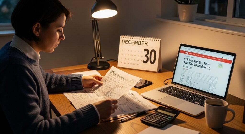Taxpayer reviewing IRS year-end tax tips before December 31 deadline