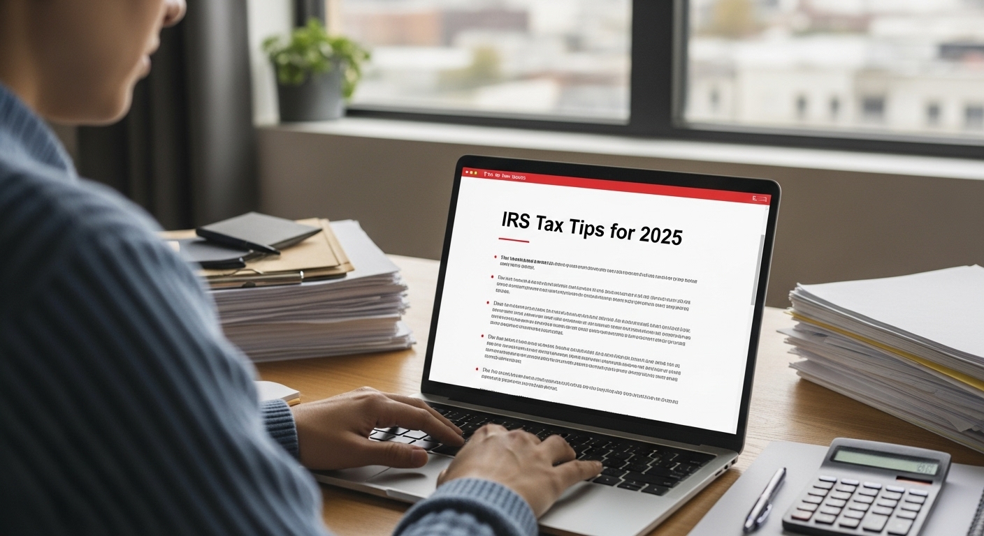 “Taxpayer reviewing IRS tax tips for 2025 on a laptop”