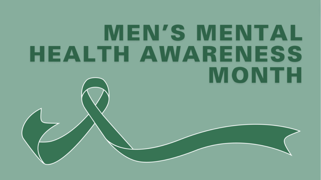 “Men’s mental health awareness ribbon illustration.”