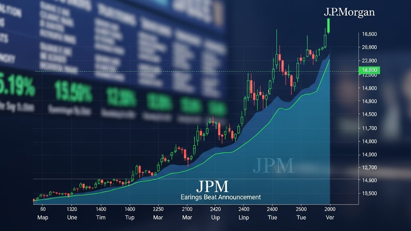 JPM stock chart rising after JPMorgan Chase earnings beat