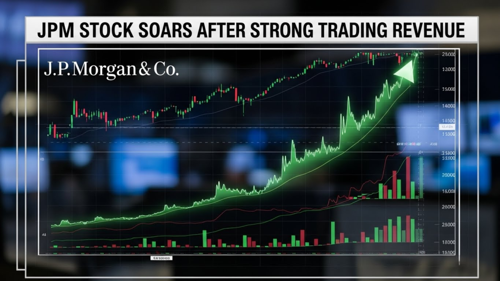 JPM stock performance following strong trading revenue
