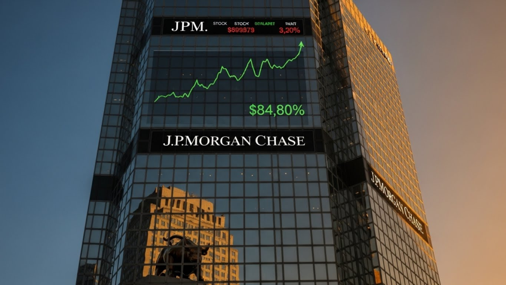 JPMorgan Chase headquarters reflecting strength of JPM stock