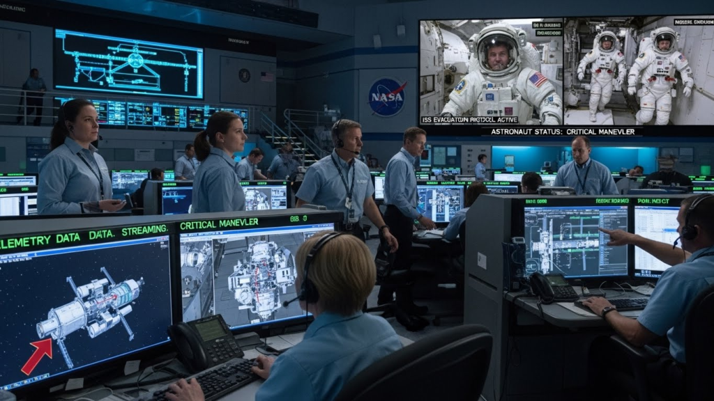 NASA astronauts space station evacuation mission control team