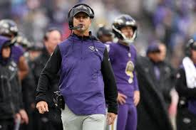 Harbaugh on the Ravens sideline during playoff game
